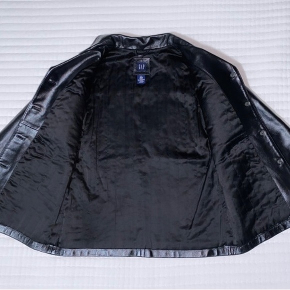 Kids GAP Black Genuine Leather Jacket Size XL - Picture 3 of 7